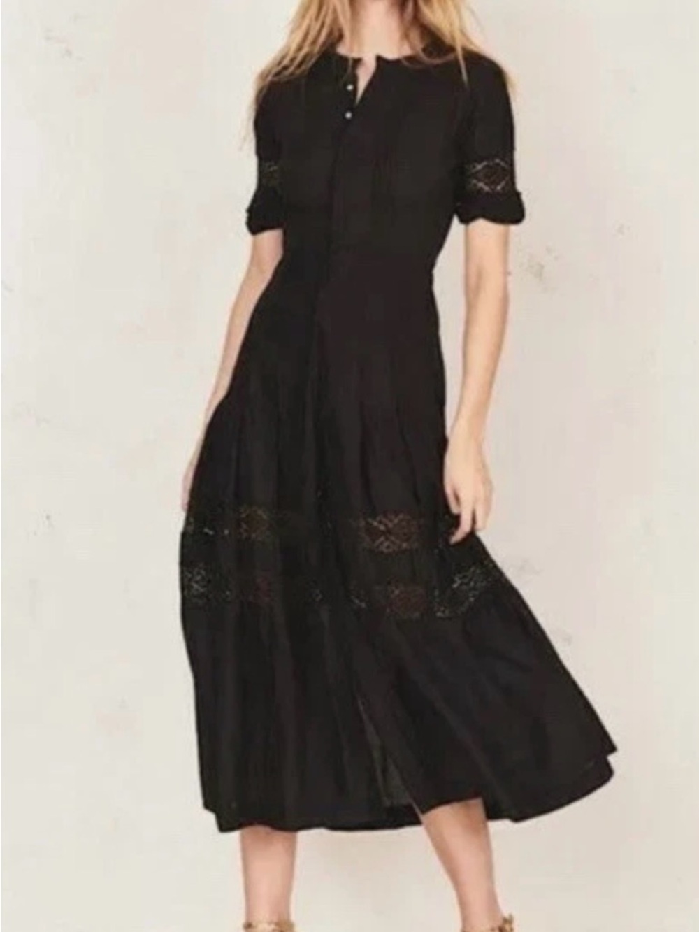 Love Shack Fancy black Edie midi dress new - Picture 3 of 4